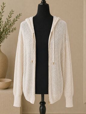 Belle by Kim Cream Knit Top with Gold Fleck